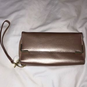 Metallic wallet wristlet